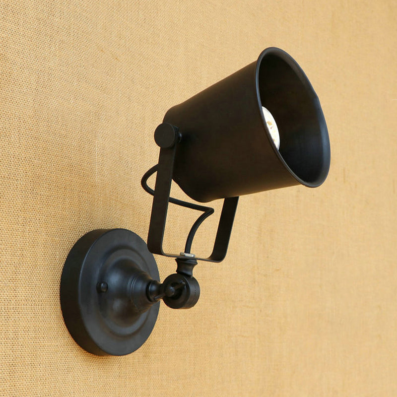 BowLift | Antique Style Bucket Wall Lamp Sconces 1 Light Iron Adjustable Wall Mounted Light in Black/Grey for Outdoor