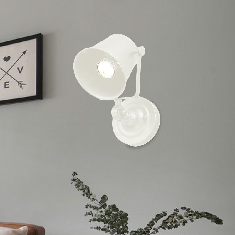 BowLift | Antique Style Bucket Wall Lamp Sconces 1 Light Iron Adjustable Wall Mounted Light in Black/Grey for Outdoor