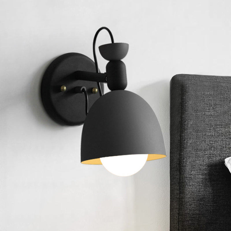 BowLift | 1 Light Wall Lamp Nordic Style Dome Shade Metal Wall Lamp in Black/White for Bedroom