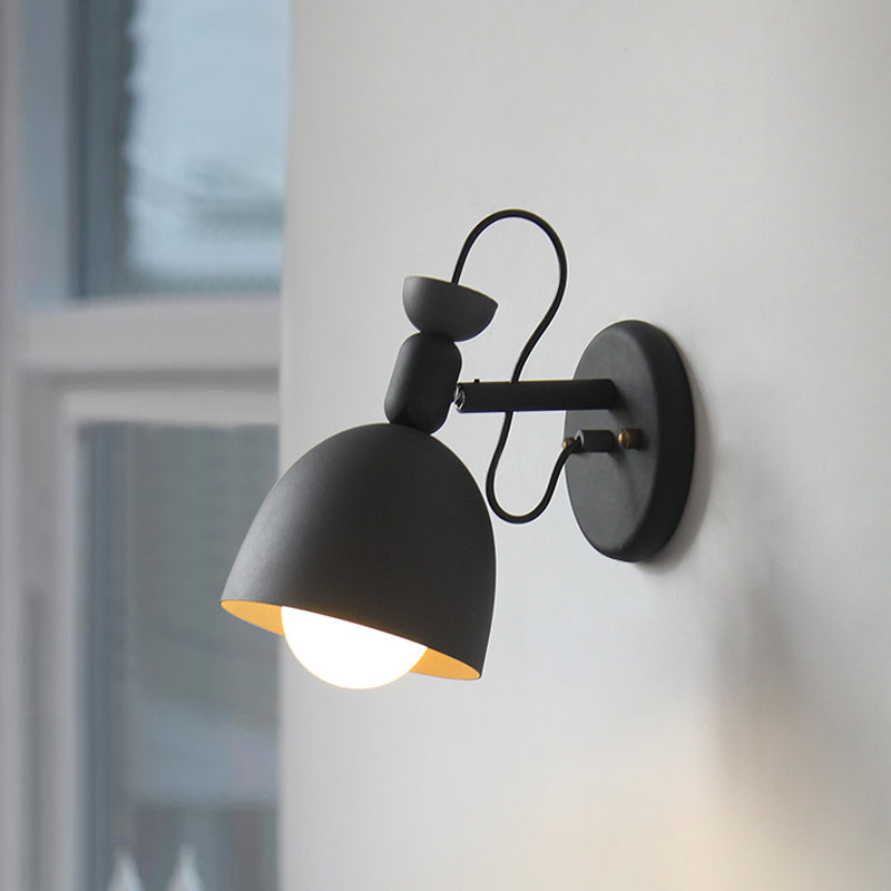 BowLift | 1 Light Wall Lamp Nordic Style Dome Shade Metal Wall Lamp in Black/White for Bedroom