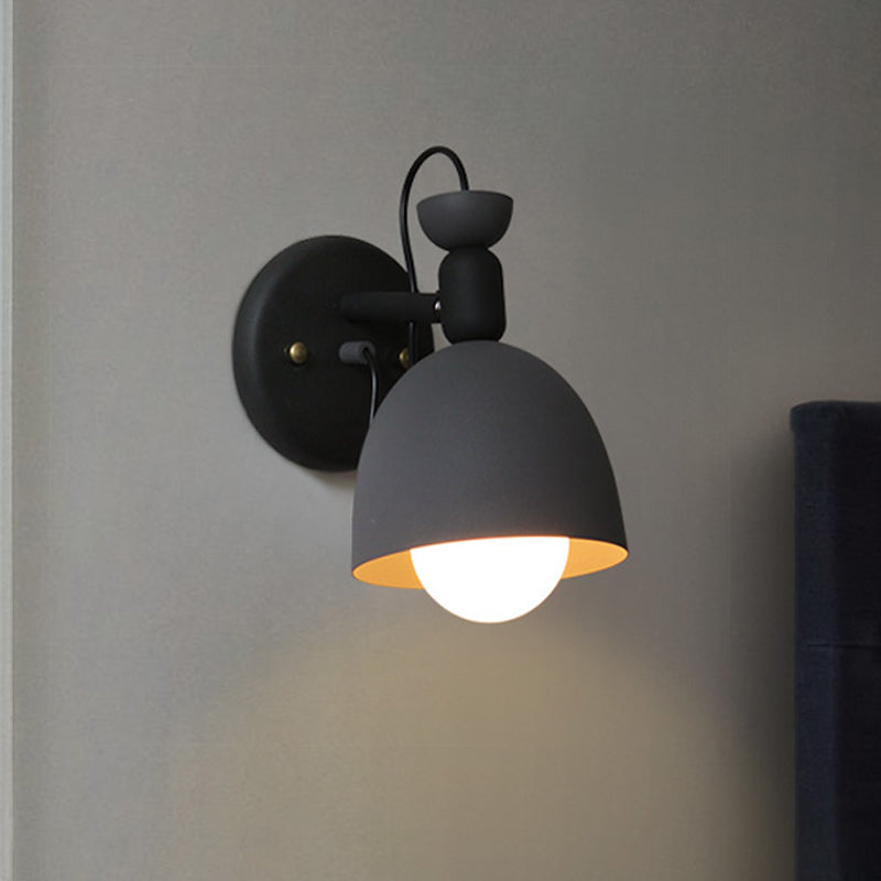 BowLift | 1 Light Wall Lamp Nordic Style Dome Shade Metal Wall Lamp in Black/White for Bedroom