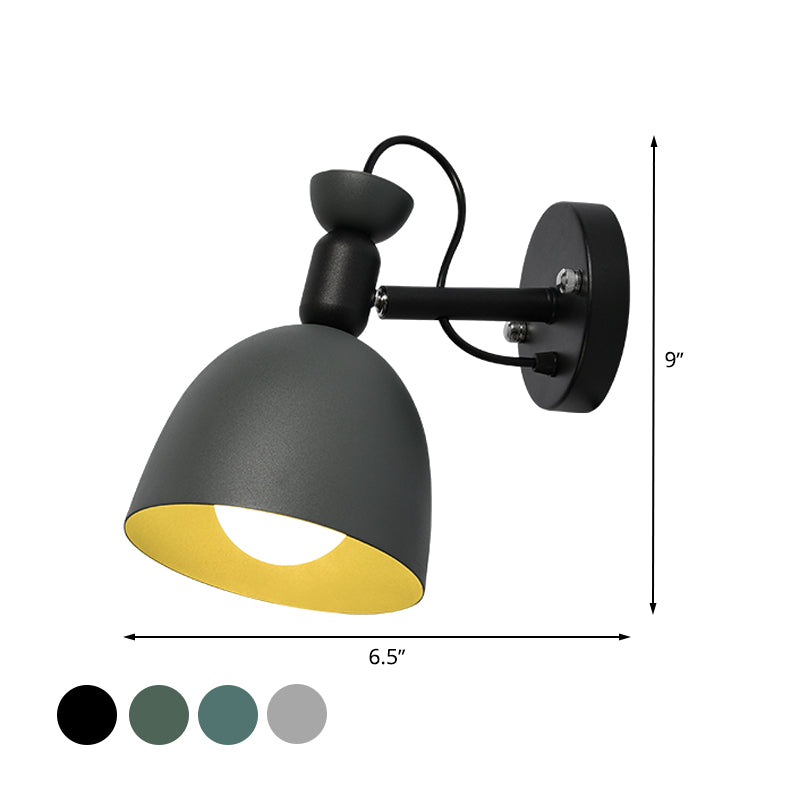 BowLift | 1 Light Wall Lamp Nordic Style Dome Shade Metal Wall Lamp in Black/White for Bedroom