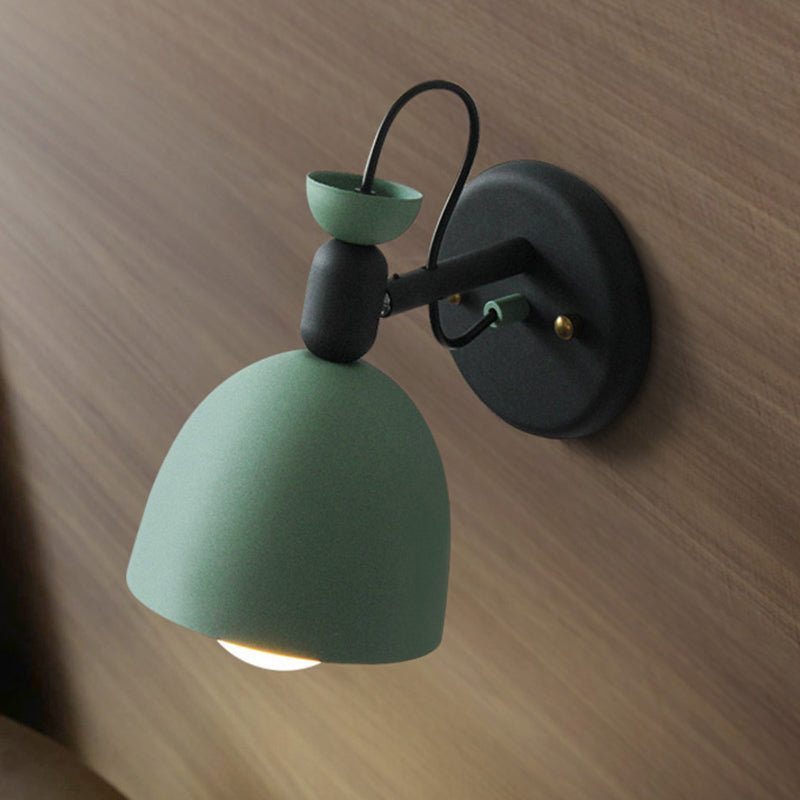 BowLift | 1 Light Wall Lamp Nordic Style Dome Shade Metal Wall Lamp in Black/White for Bedroom