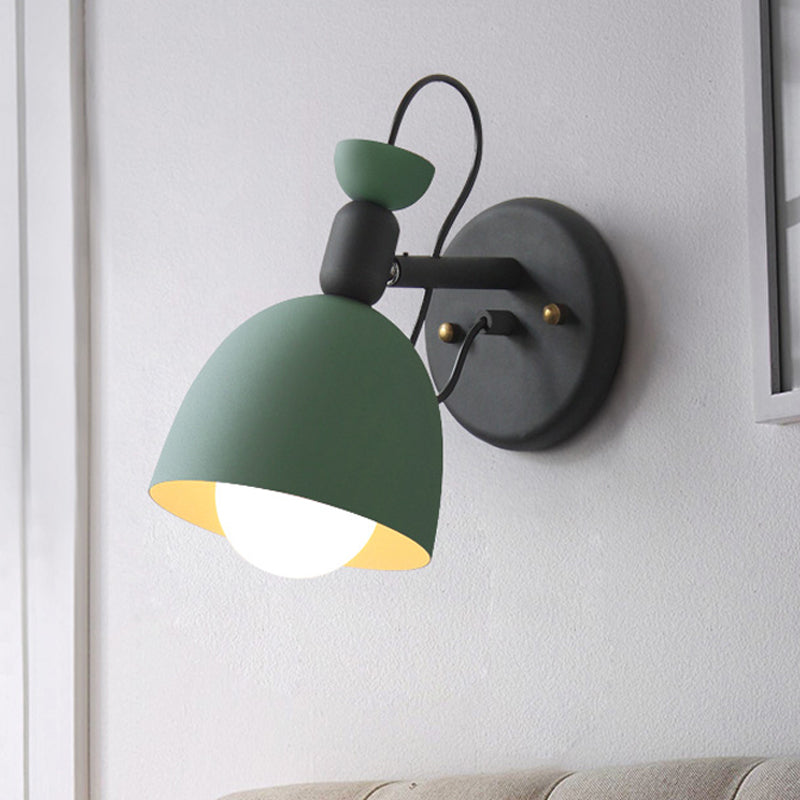 BowLift | 1 Light Wall Lamp Nordic Style Dome Shade Metal Wall Lamp in Black/White for Bedroom