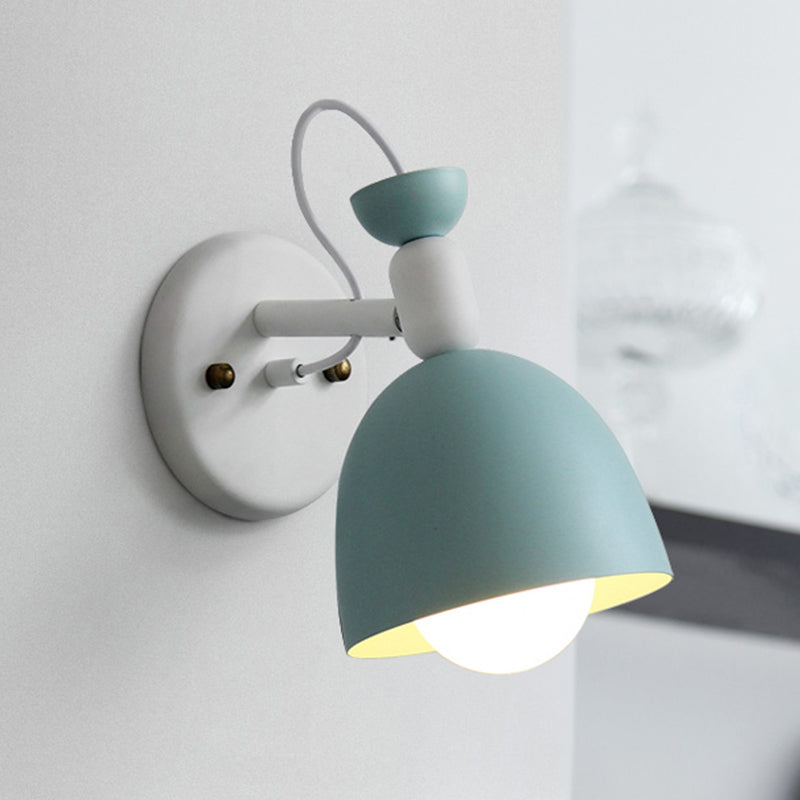 BowLift | 1 Light Wall Lamp Nordic Style Dome Shade Metal Wall Lamp in Black/White for Bedroom