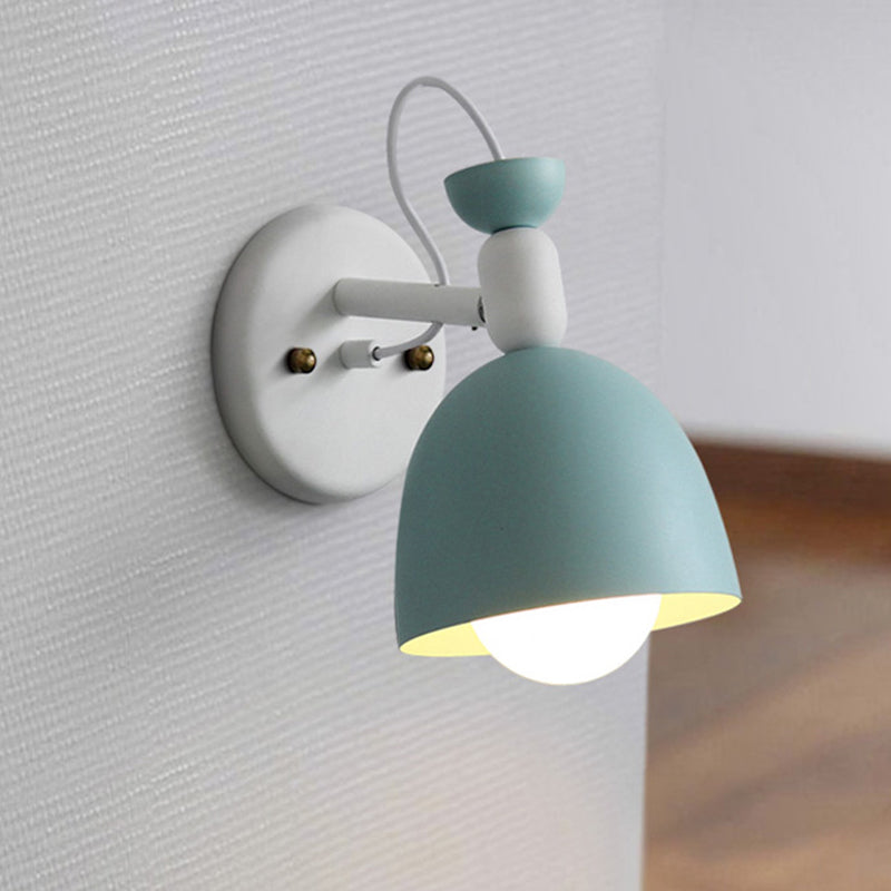 BowLift | 1 Light Wall Lamp Nordic Style Dome Shade Metal Wall Lamp in Black/White for Bedroom