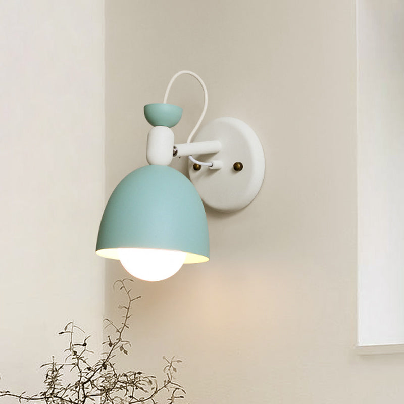 BowLift | 1 Light Wall Lamp Nordic Style Dome Shade Metal Wall Lamp in Black/White for Bedroom