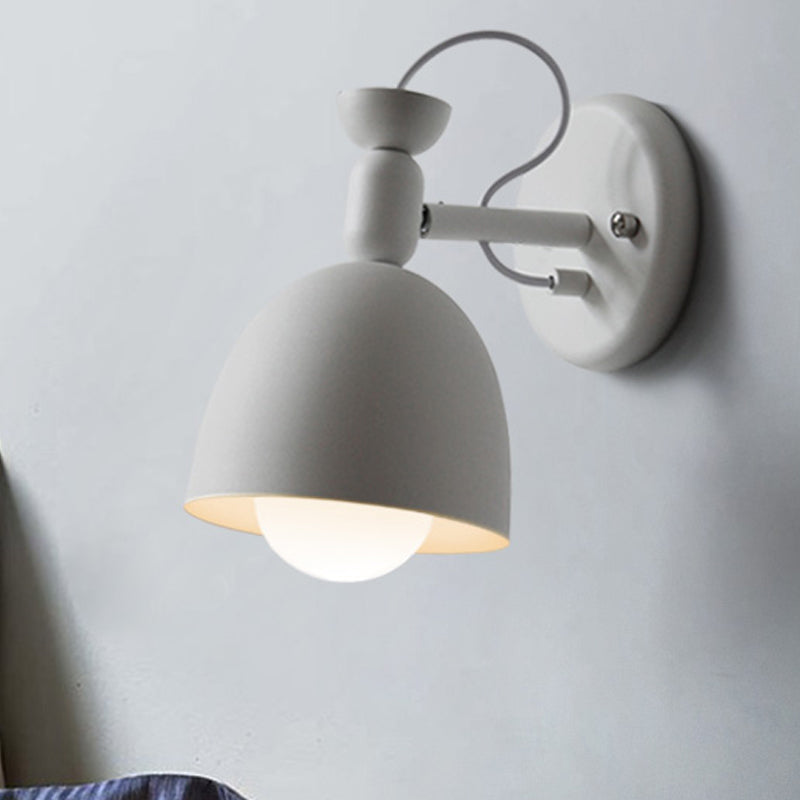 BowLift | 1 Light Wall Lamp Nordic Style Dome Shade Metal Wall Lamp in Black/White for Bedroom