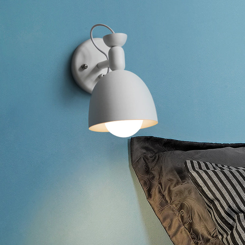 BowLift | 1 Light Wall Lamp Nordic Style Dome Shade Metal Wall Lamp in Black/White for Bedroom