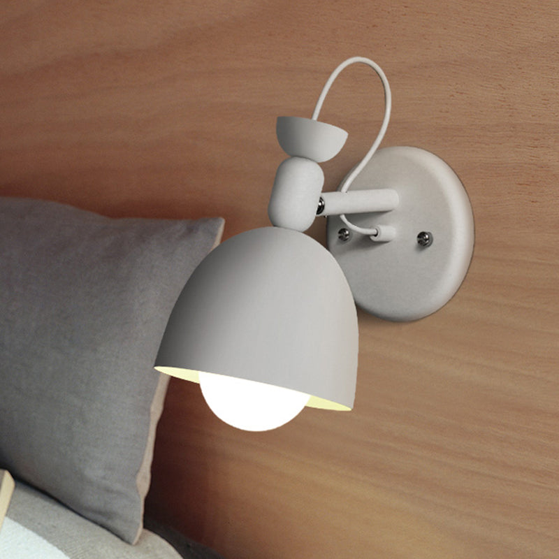 BowLift | 1 Light Wall Lamp Nordic Style Dome Shade Metal Wall Lamp in Black/White for Bedroom