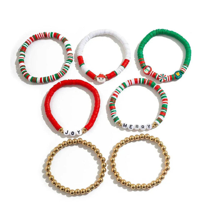 BowLift | Christmas Polymer Clay Color Bracelet set  Xmas gift idea