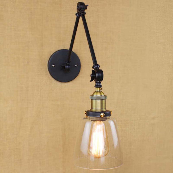BowLift | Tapered Clear Glass Wall Lamp Antique Single Bulb Dining Room Wall Lamp with Swingarm