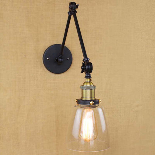 BowLift | Tapered Clear Glass Wall Lamp Antique Single Bulb Dining Room Wall Lamp with Swingarm