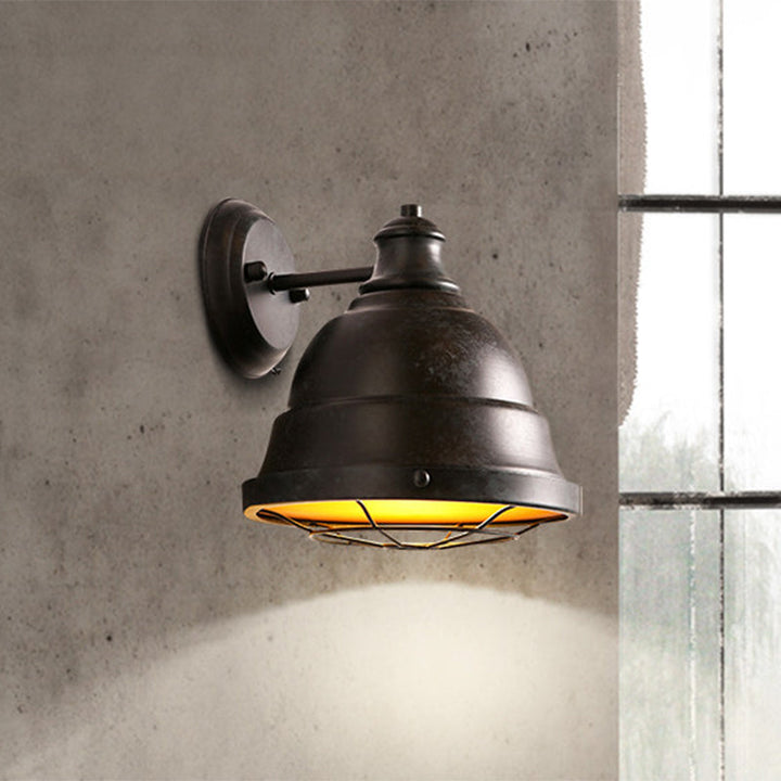 BowLift | 1 Head Wall Sconce Lamp Industrial Vintage Dome Shade Iron Wall Lighting with Wire Protection in Black/Copper