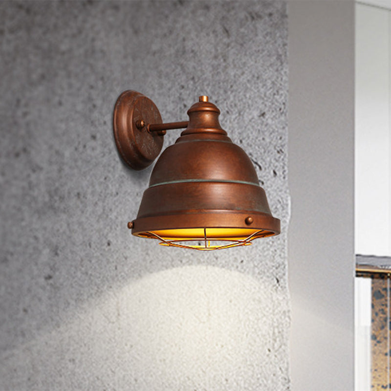 BowLift | 1 Head Wall Sconce Lamp Industrial Vintage Dome Shade Iron Wall Lighting with Wire Protection in Black/Copper