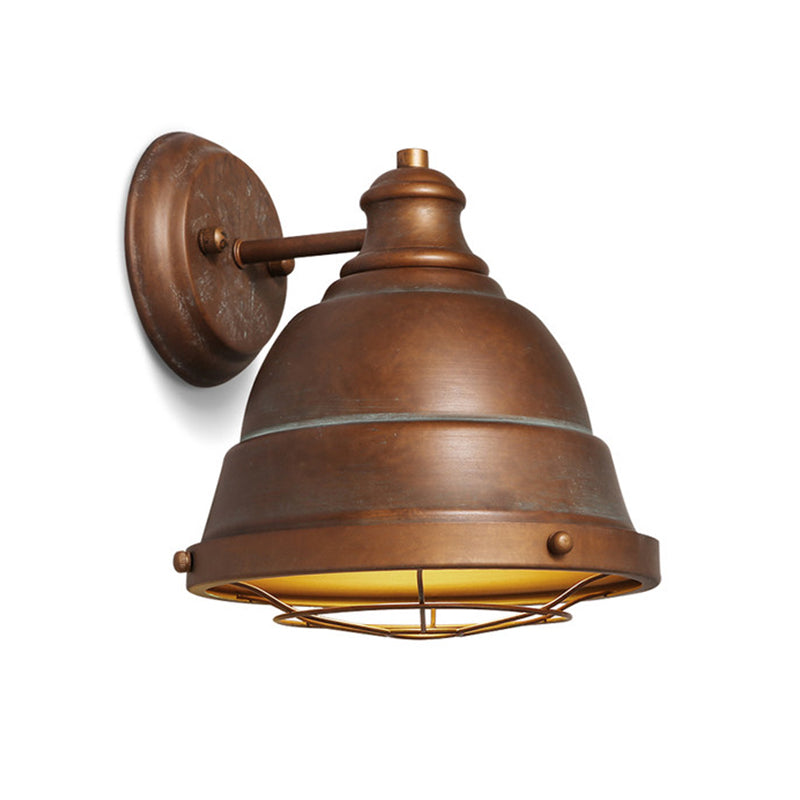 BowLift | 1 Head Wall Sconce Lamp Industrial Vintage Dome Shade Iron Wall Lighting with Wire Protection in Black/Copper