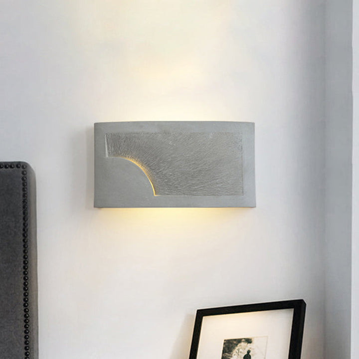 BowLift | 1 Head Wall Mount Light Modern Style Rectangle Cement Wall Lamp in Gray for Nightstands