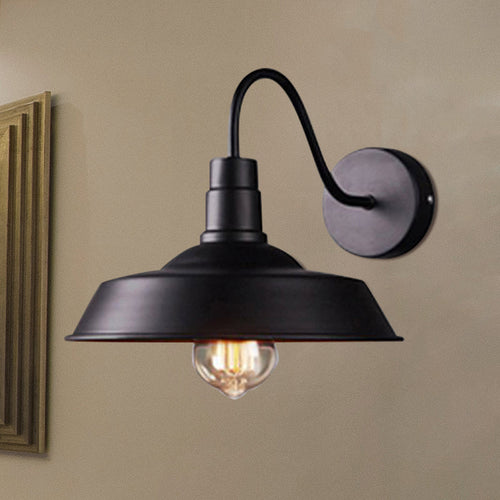 BowLift | 2 Packs Barn Metal Wall Lighting Industrial Retro 1 Main Lamp Kitchen Wall Light with Gooseneck Arm in Black