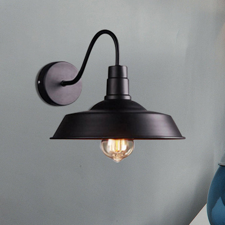 BowLift | 2 Packs Barn Metal Wall Lighting Industrial Retro 1 Main Lamp Kitchen Wall Light with Gooseneck Arm in Black