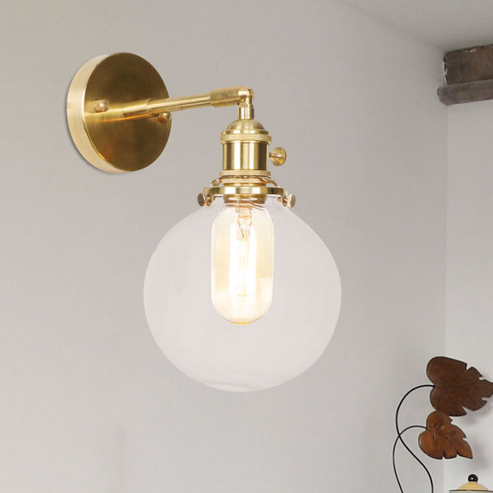 BowLift | Spherical Wall Lamp 1 Light Clear Glass Shade Industrial Wall Lamp Light for Porch