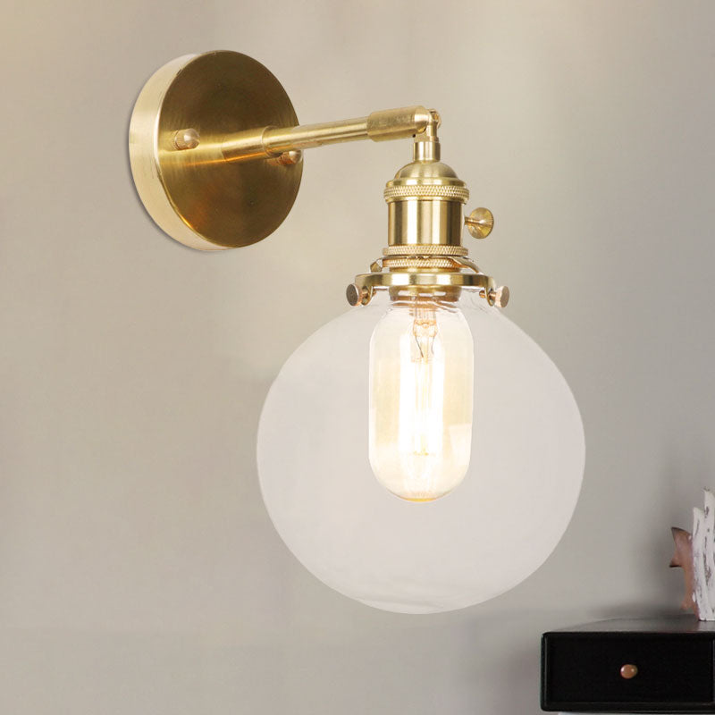 BowLift | Spherical Wall Lamp 1 Light Clear Glass Shade Industrial Wall Lamp Light for Porch