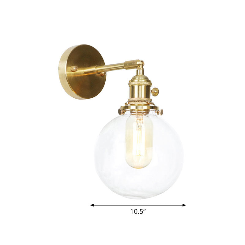 BowLift | Spherical Wall Lamp 1 Light Clear Glass Shade Industrial Wall Lamp Light for Porch