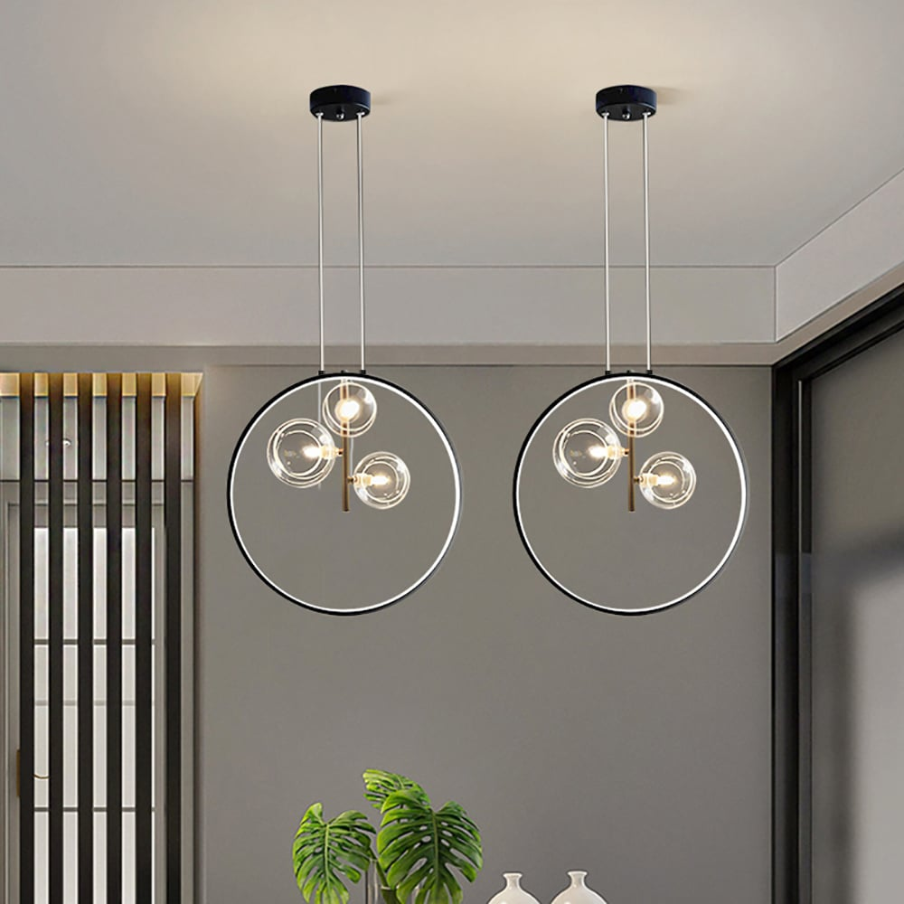 BowLift | Minimalist Glass Ball Pendant Light Black