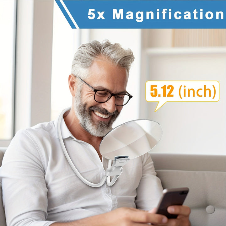 BowLift | 5X Magnifying Glass Pro – Hands-Free Adjustable Neck Magnifier for Reading, Crafts & Seniors