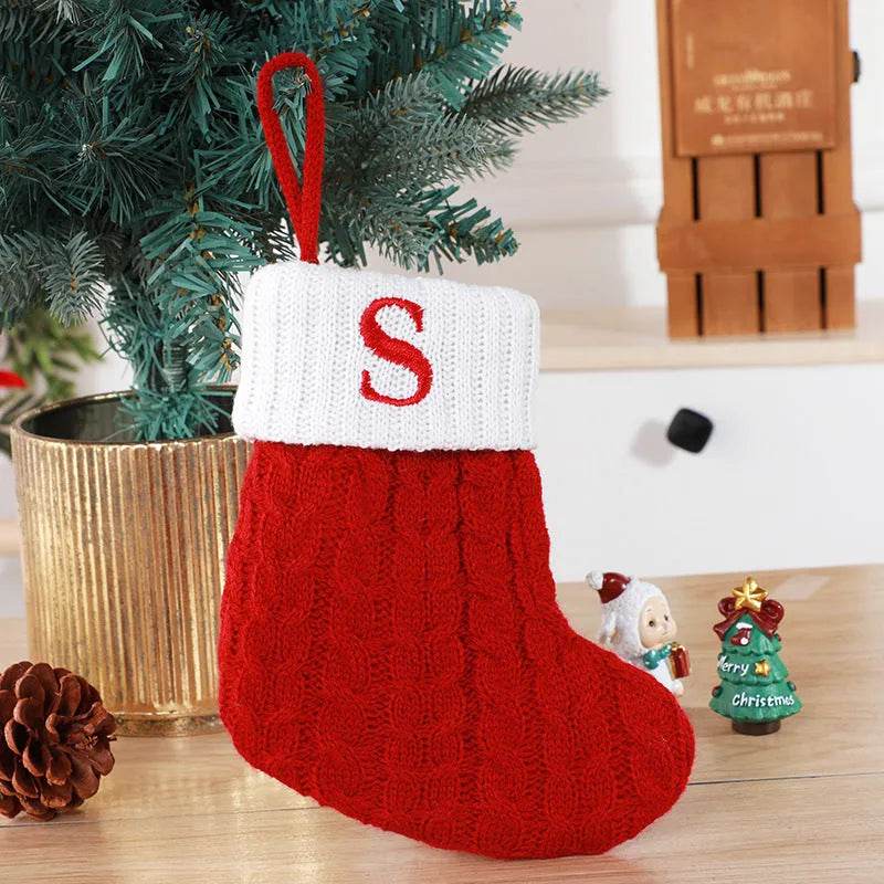 BowLift | Cute Letters Christmas Stockings Decorative Creative Tree Pendant Wool Knitted Socks