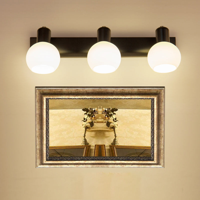 BowLift | Multi Globe Opal Glass Wall Lamp Modern 3-Light Bathroom Sconces Light in Black/White