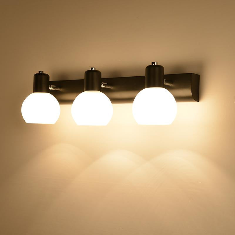 BowLift | Multi Globe Opal Glass Wall Lamp Modern 3-Light Bathroom Sconces Light in Black/White