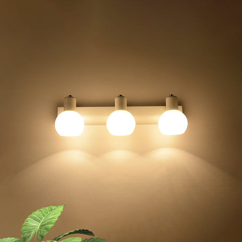 BowLift | Multi Globe Opal Glass Wall Lamp Modern 3-Light Bathroom Sconces Light in Black/White