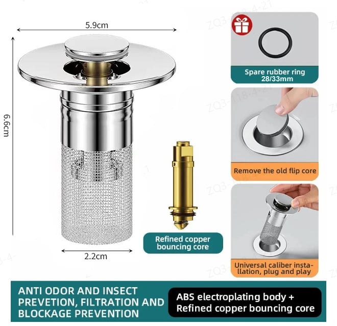 BowLift | Isolate odor and prevent cockroaches-Stainless Steel Floor Drain Filter