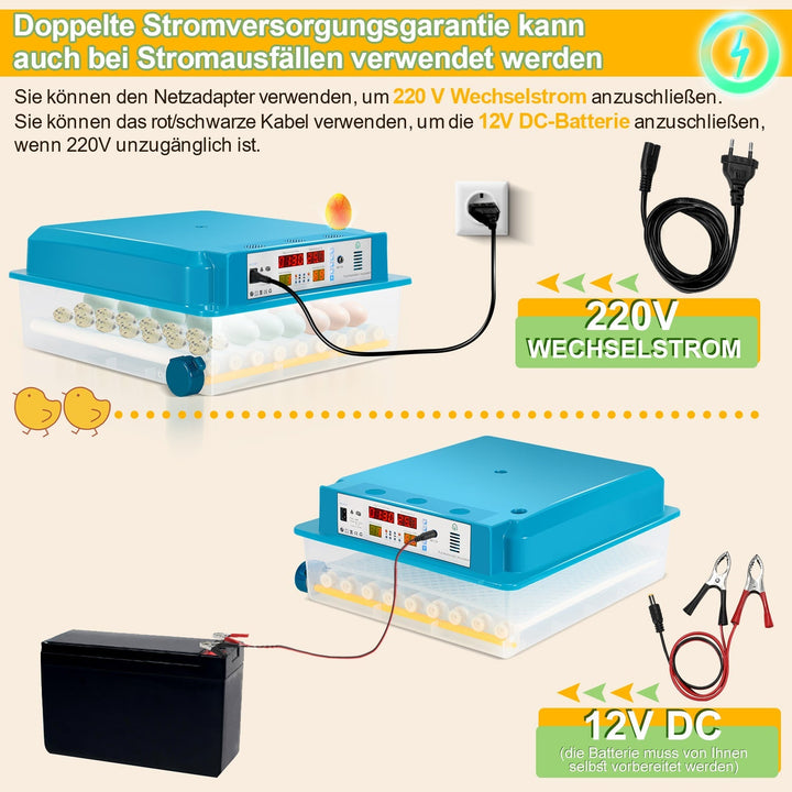 Brutautomat Fully Automatic Incubator for Chickens 64 Eggs | Bowlift