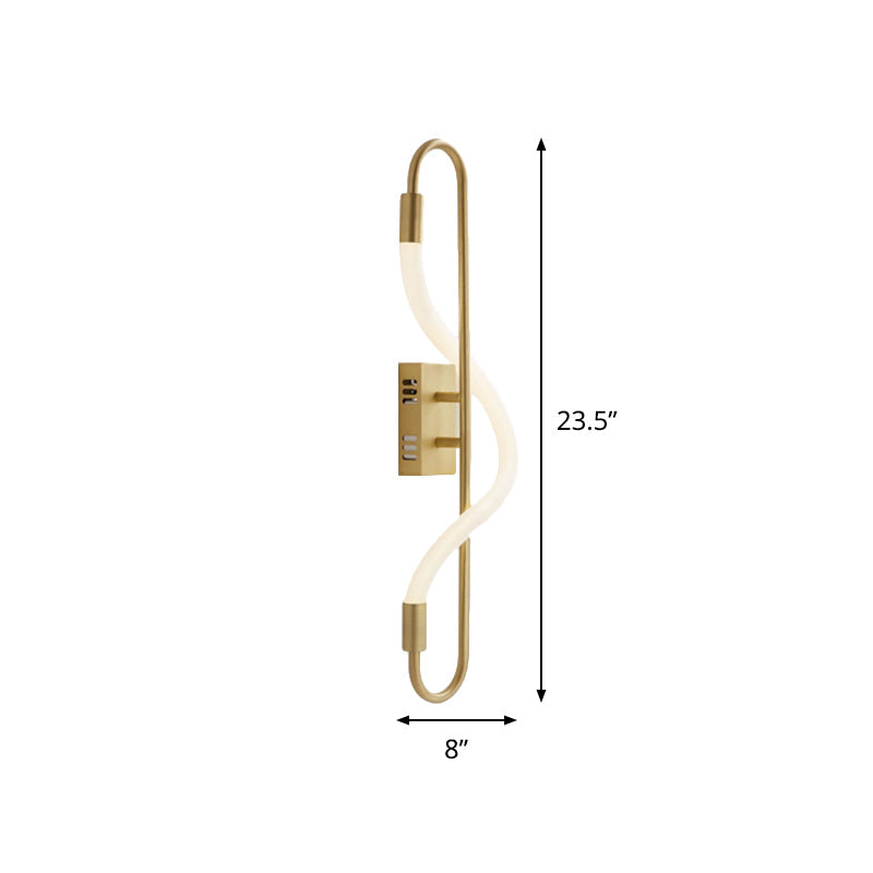BowLift | Simple LED wall lighting ideas Gold finish rectangular wall light with tube acrylic diffuser