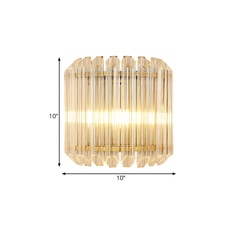 BowLift | Half Drum Flush Mount Wall Light Minimalist Clear Prism Tube Glass 4-Bulb Living Room Wall Light