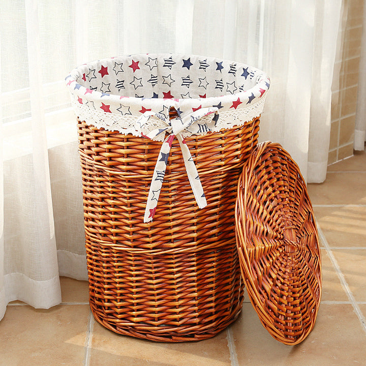 Women's laundry basket with decorative fabric lining and practical carrying handle Bowlift