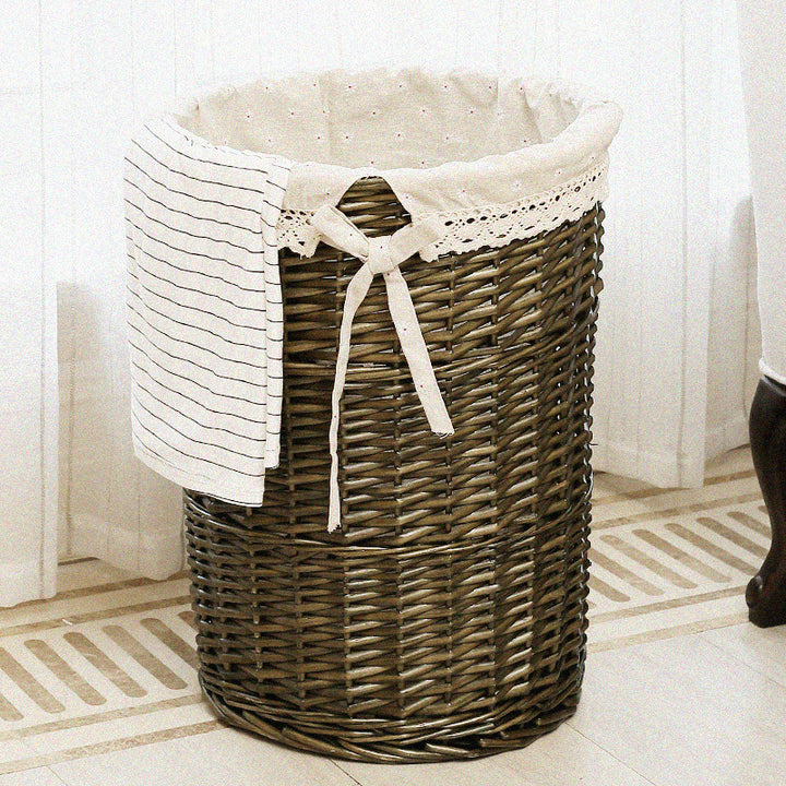 Women's laundry basket with decorative fabric lining and practical carrying handle Bowlift