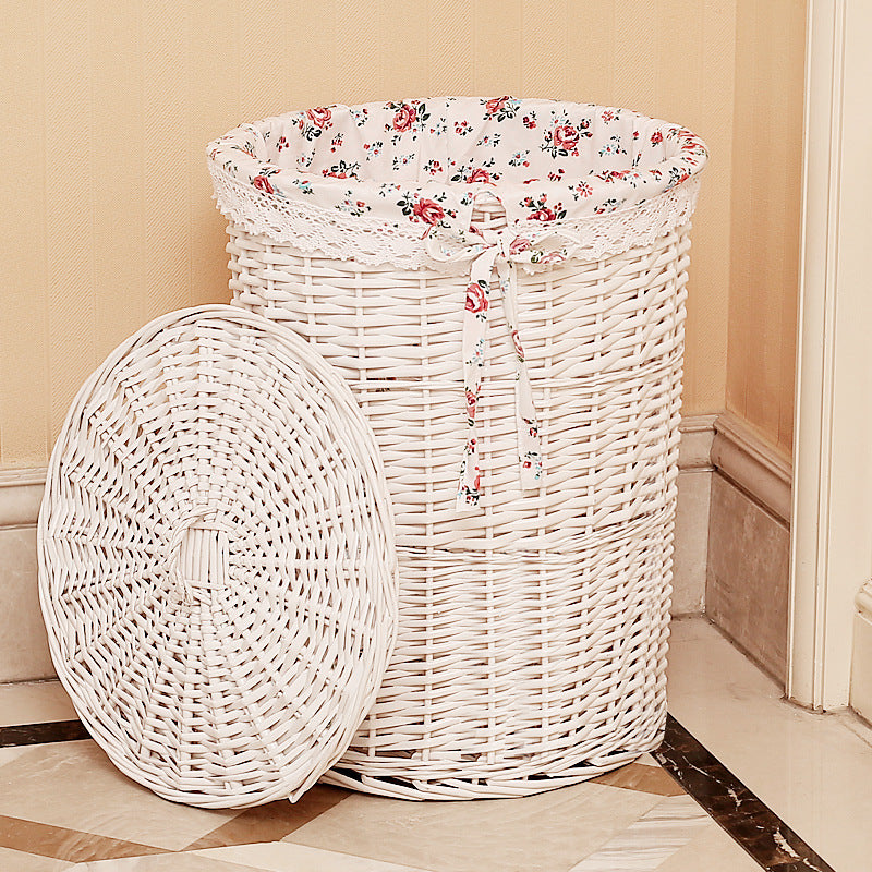 Women's laundry basket with decorative fabric lining and practical carrying handle Bowlift