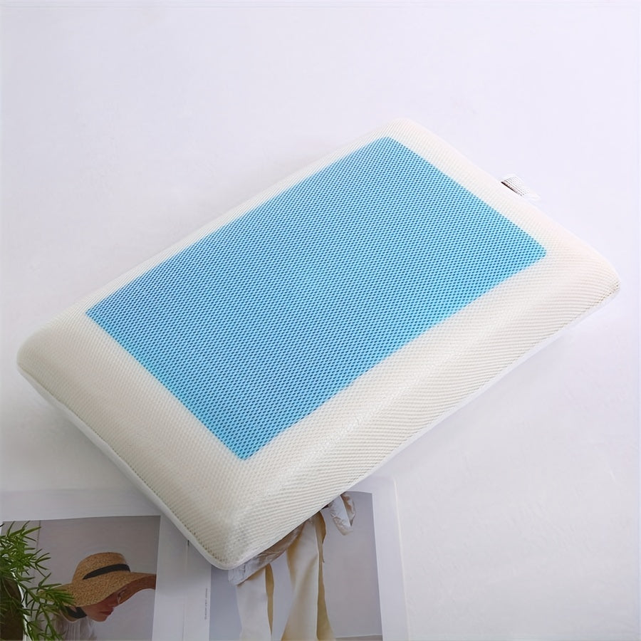 1pc Ergonomic Memory Foam Pillow with Breathable Mesh and Cooling Gel Core - Supports Neck and Back for Comfortable Sleep | Bowlift