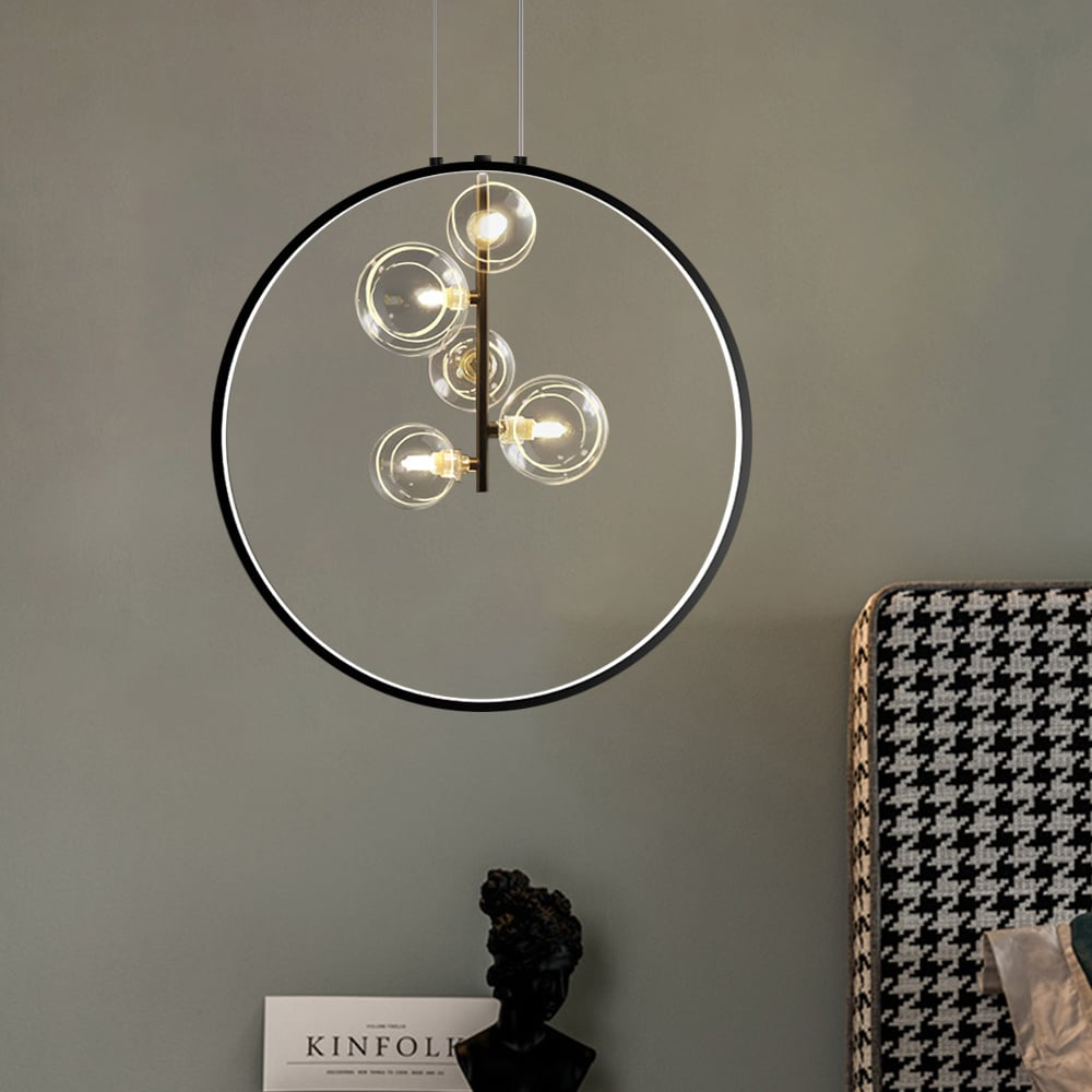BowLift | Minimalist Glass Ball Pendant Light Black