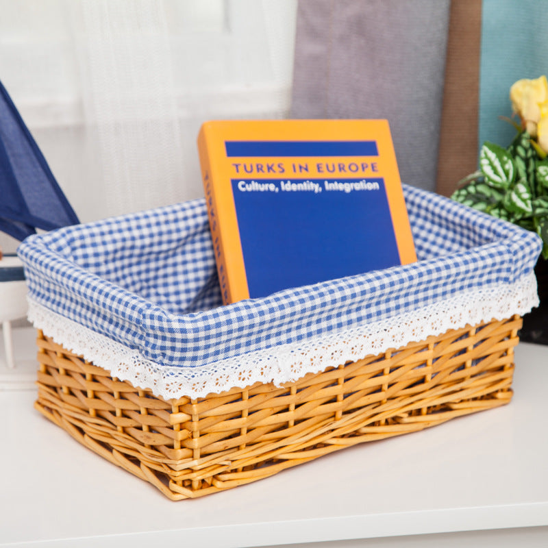 Women storage basket made of woven material with elegant fabric lining Bowlift