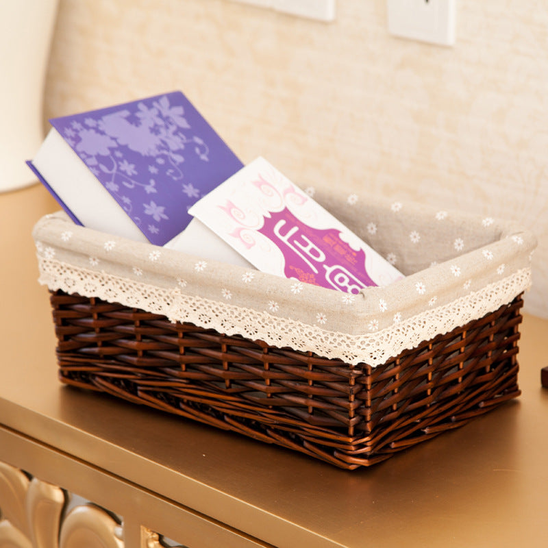 Women storage basket made of woven material with elegant fabric lining Bowlift