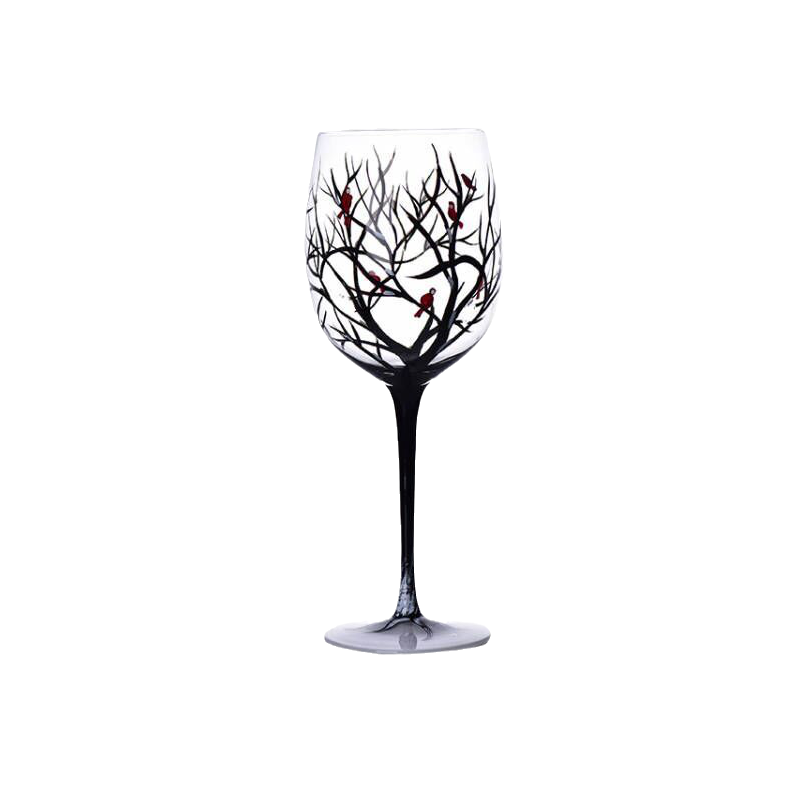 Four Seasons Tree Wine Glasses - Hand Painted Art | Bowlift