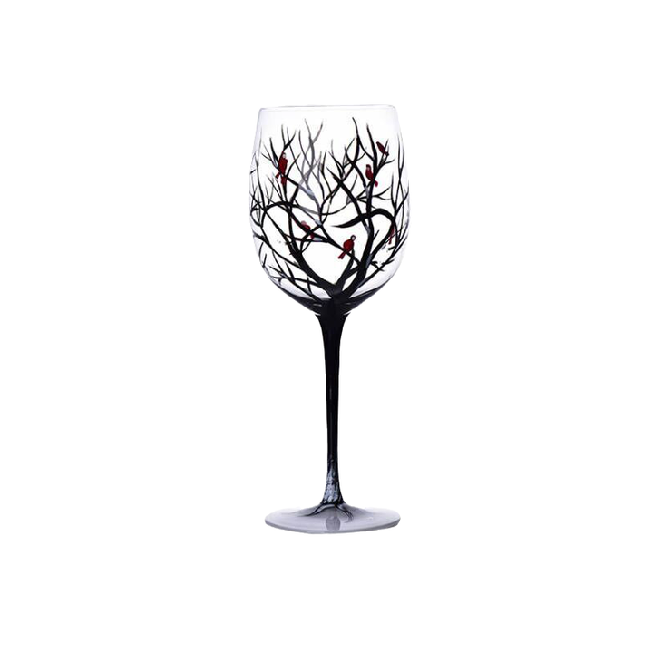 Four Seasons Tree Wine Glasses - Hand Painted Art | Bowlift