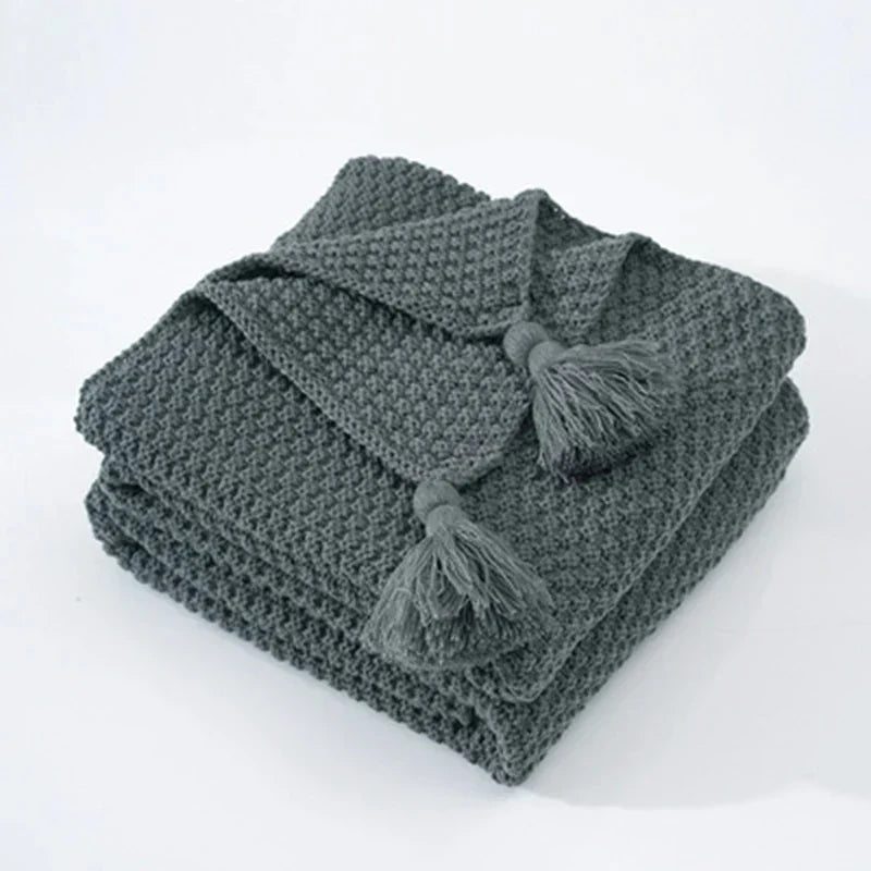 BowLift | NordiWrap Knitted Wool Blanket with Tassels | Nordic Design | Cozy & Elegant | Perfect for Home