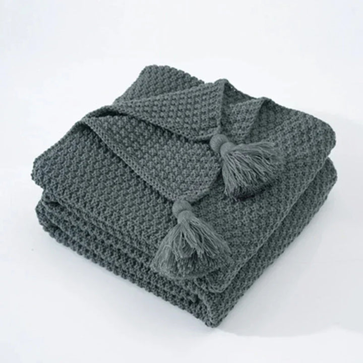 BowLift | NordiWrap Knitted Wool Blanket with Tassels | Nordic Design | Cozy & Elegant | Perfect for Home