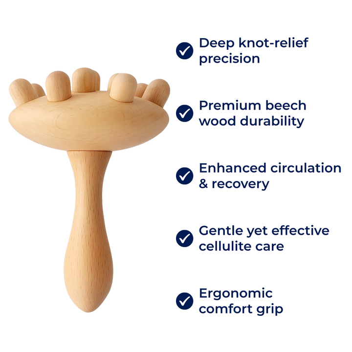 Knot-Relief Booster – Durable Beech Wood – Improves Circulation – Gentle Cellulite Care – Home Relaxation Bowlift