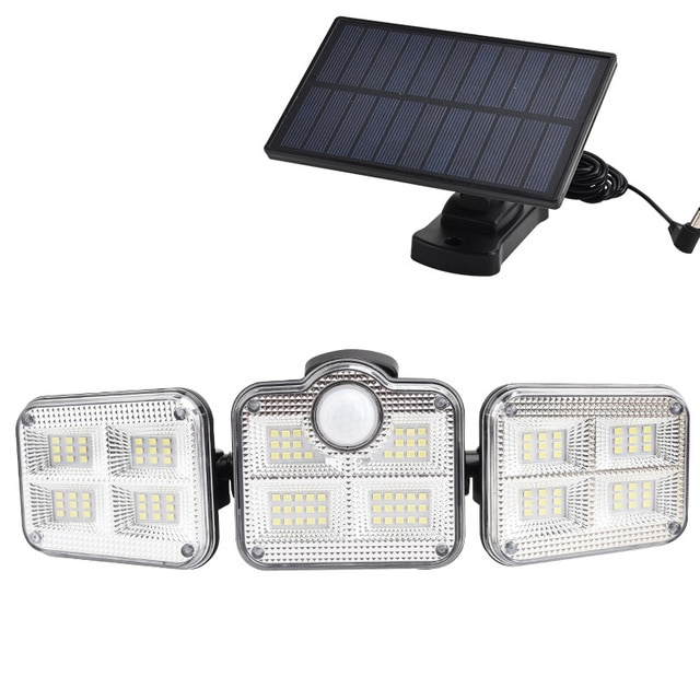 BowLift | Solar LED floodlight with motion sensor – 3-beam outdoor lighting for garden, yard, and garage