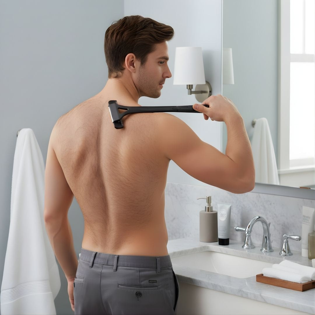 Extra-Long Handle Reach – Sharp Stainless Blades – Smooth Pain-Free Shave – Effortless DIY Grooming for Men Bowlift